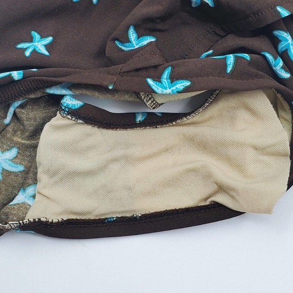 Paradise Bay Swimsuit One Piece Bathing Suit Brown Starfish Size 16 - Picture 7 of 9